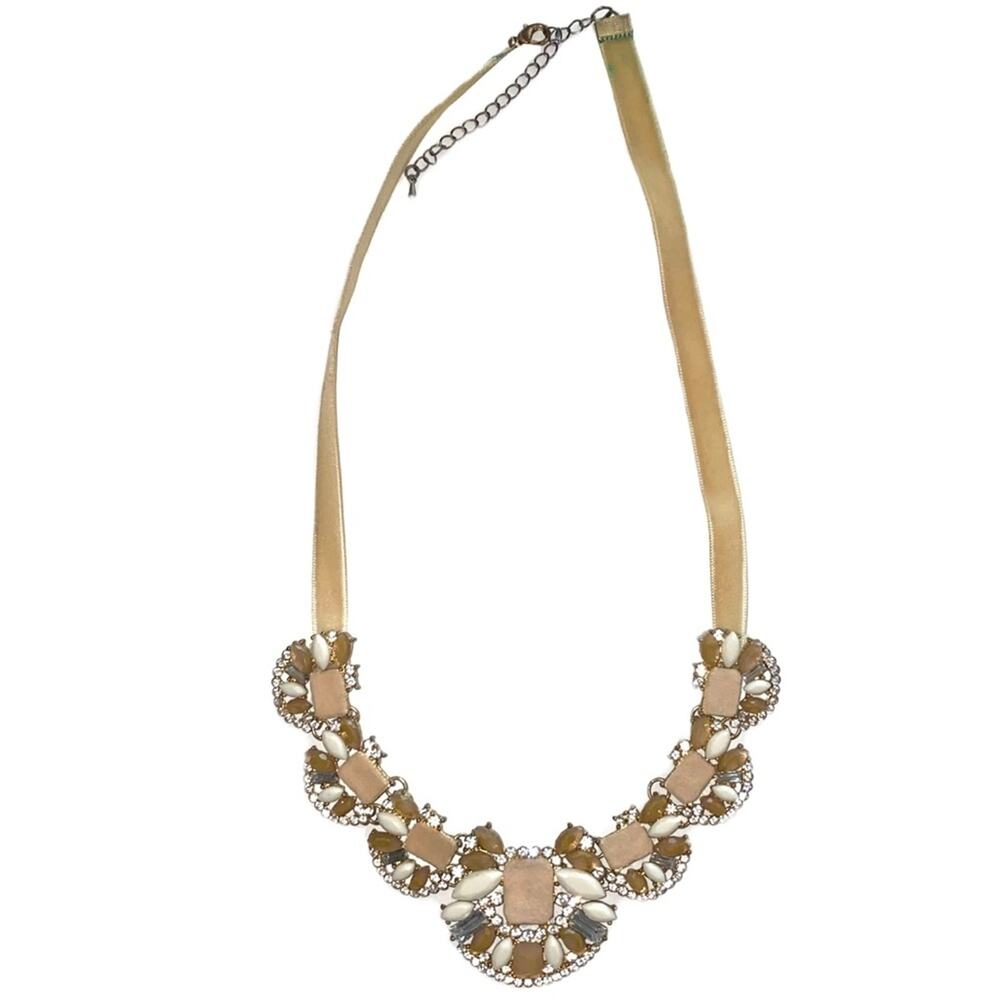 Nude Jeweled Bib Statement Necklace